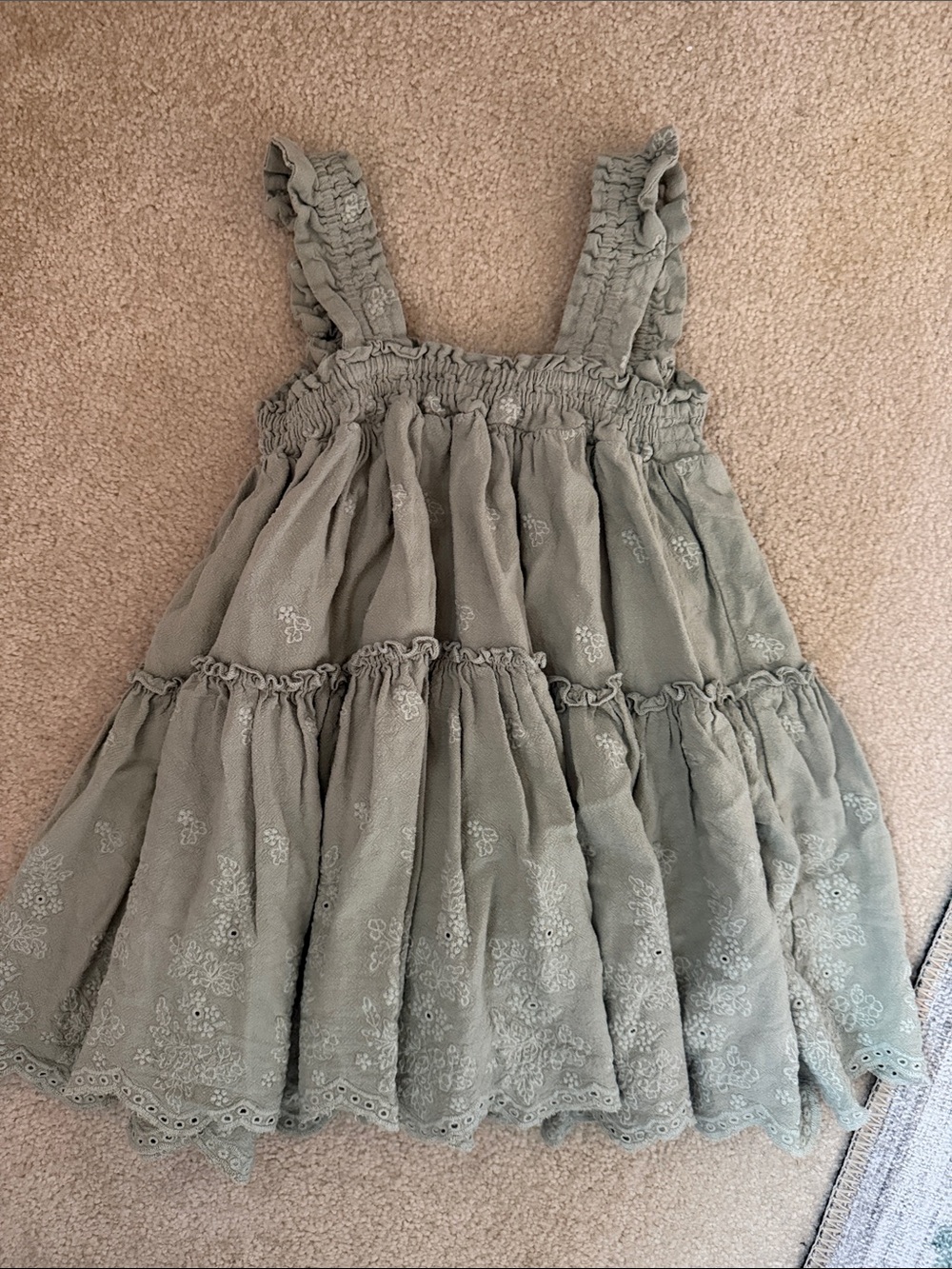 Rylee + Cru Sage Green Eyelet Tiered Dress